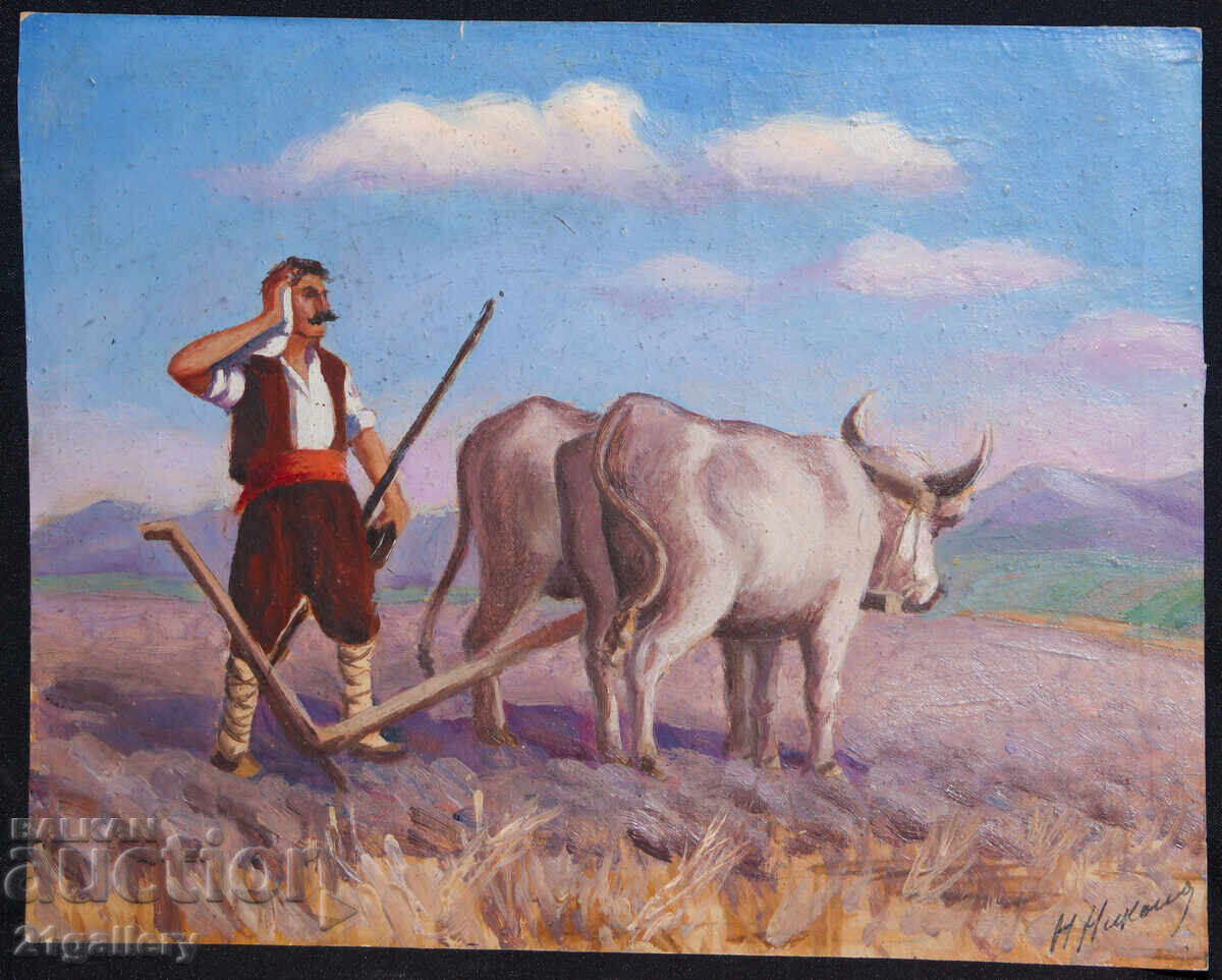 Παλαιός πίνακας, σκηνή της υπαίθρου, ελαιογραφία με τιμή 350.00 BGN | € 178.95