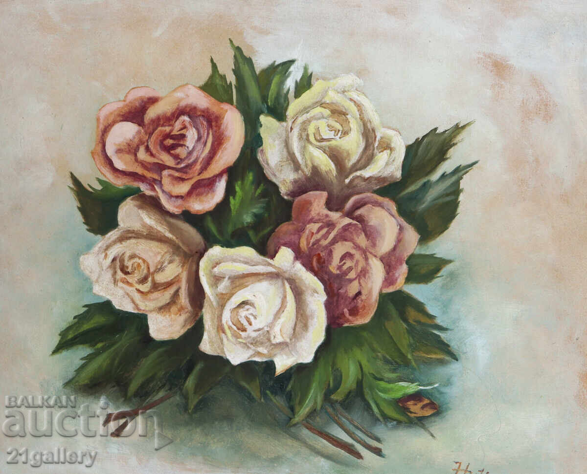 Still life with flowers oil painting 1955