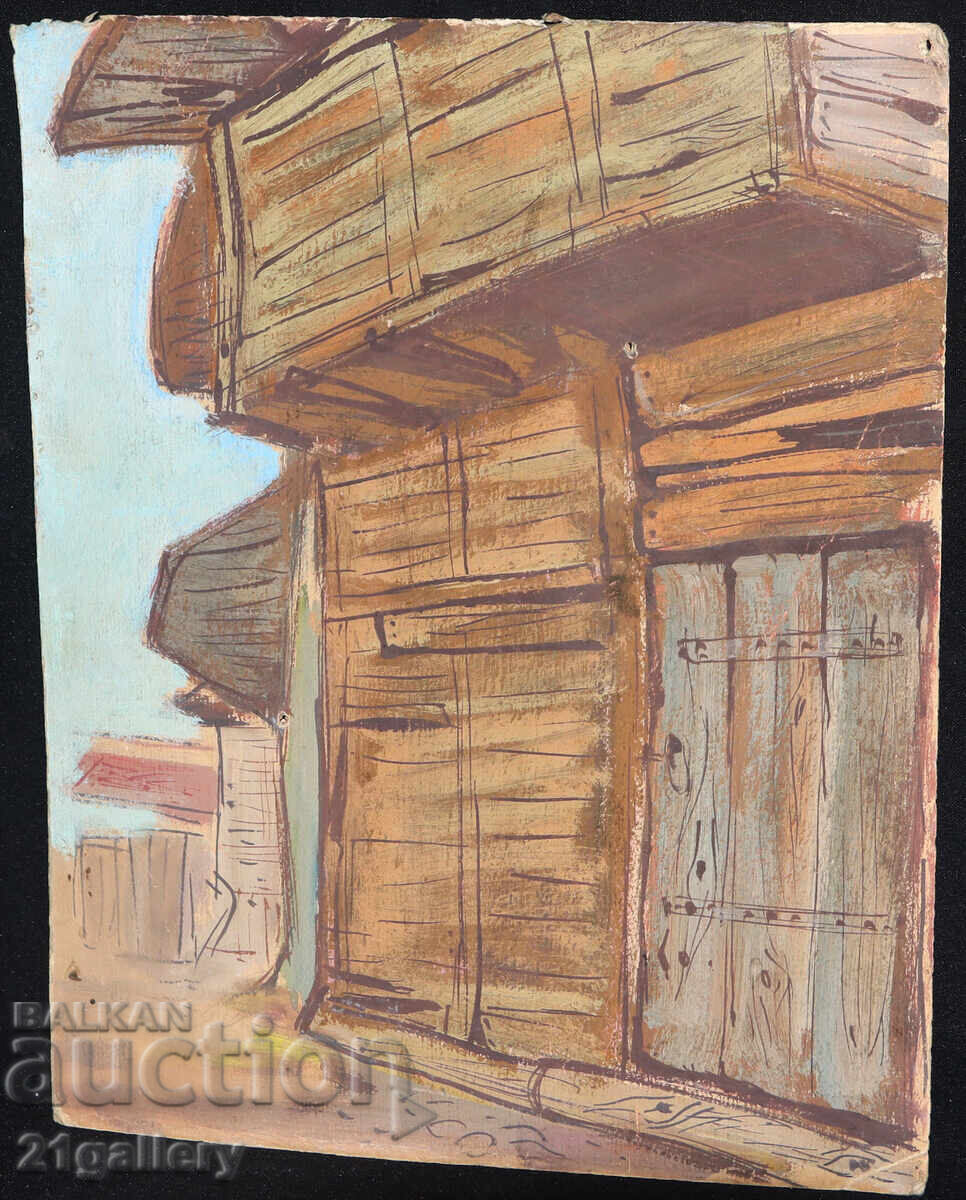 Παλαιός πίνακας με τέμπερα, αναγεννησιακό σπίτι με τιμή 280.00 BGN | € 143.16