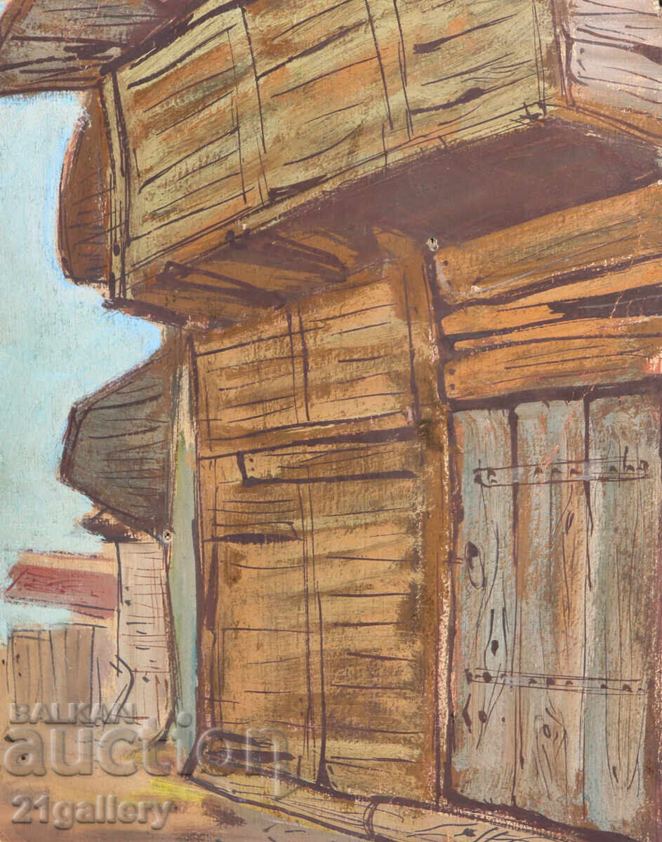 Δημοπρασία Παλαιός πίνακας με τέμπερα, αναγεννησιακό σπίτι