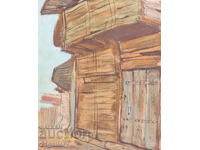 Old painting, tempera paints, Revival house