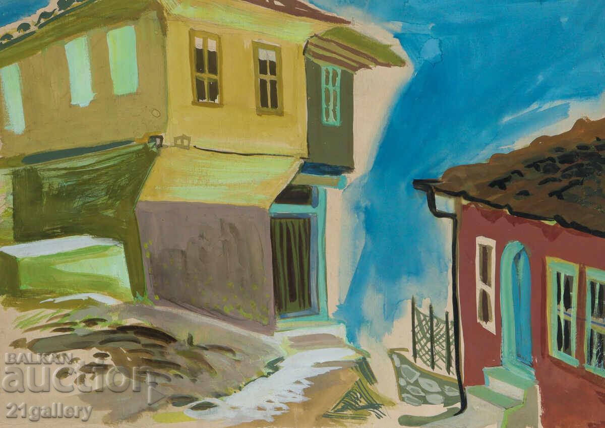 Veche pictură cu tempera, casă de renaștere Veche pictură cu tempera, casă de renaștere