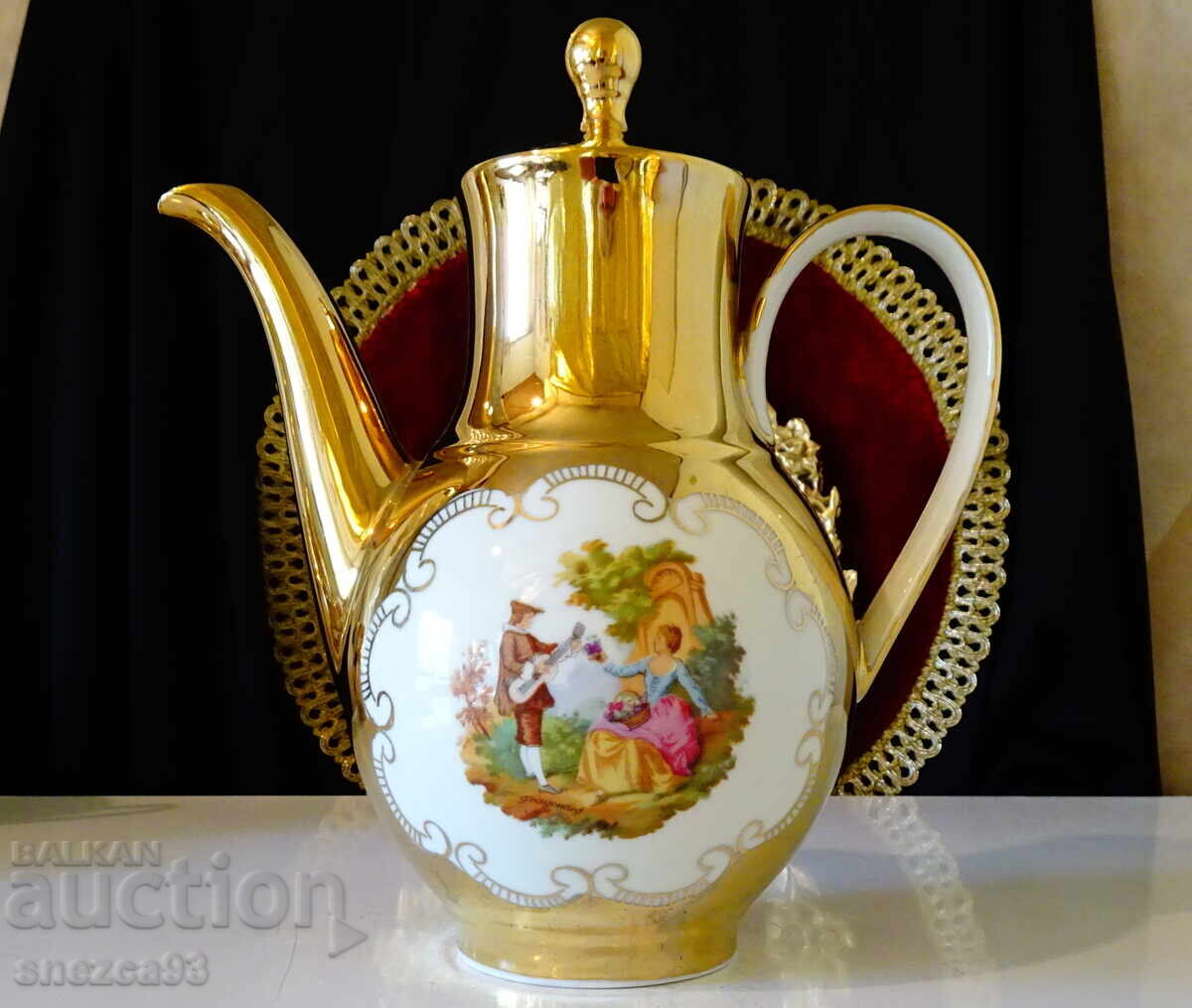 Κανά βαυαρικής πορσελάνης, χρυσός, ζωγραφική, 1.5 l