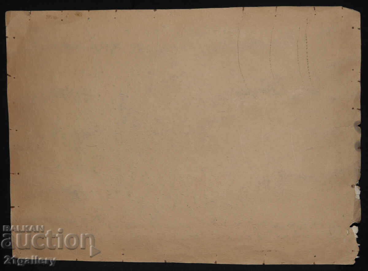 Стара картина акварел пейзаж 1940г. - 7