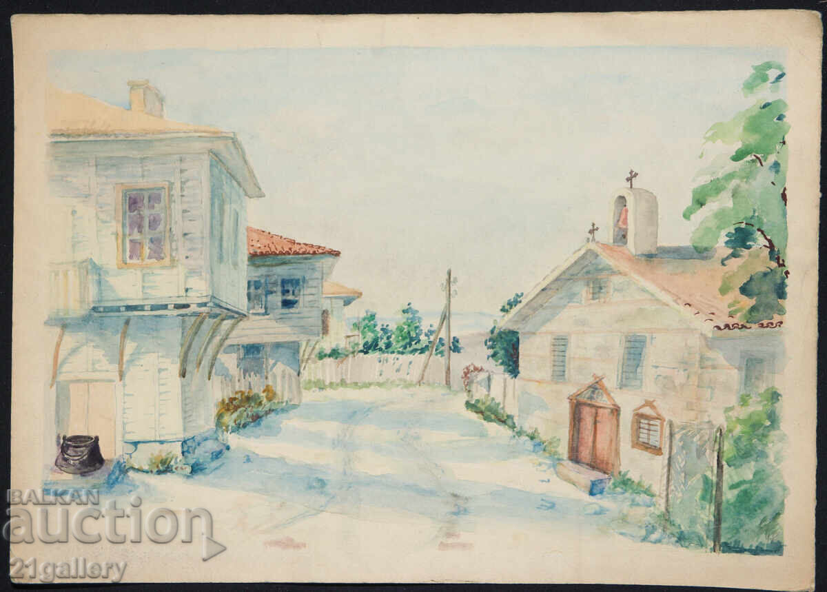 Old watercolor painting landscape with price 400.00 BGN | € 204.52 Old watercolor painting landscape with price 400.00 BGN | € 204.52