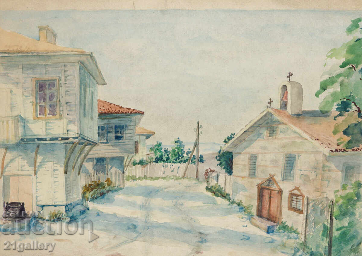 Auction Old watercolor painting landscape Auction Old watercolor painting landscape