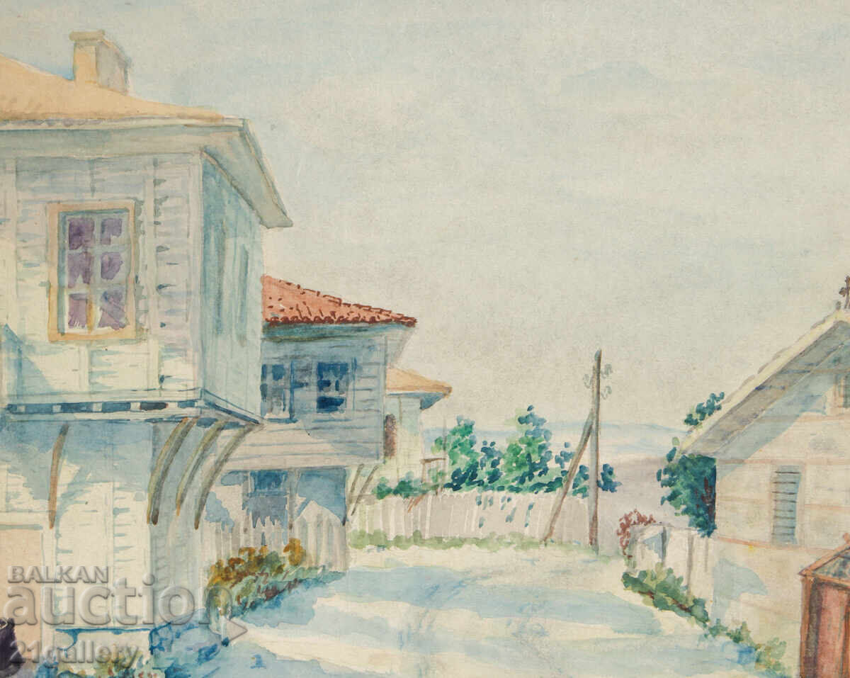 Delivery of Old watercolor painting landscape Delivery of Old watercolor painting landscape