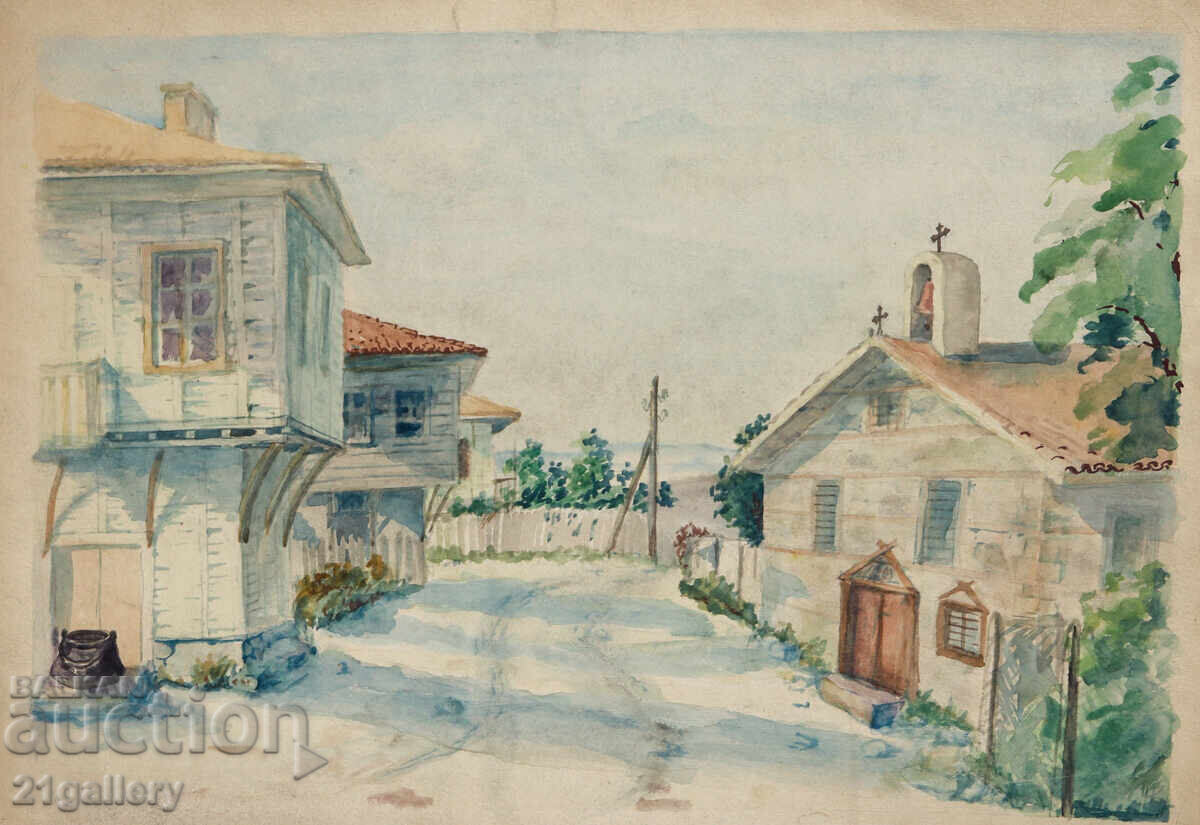 Old watercolor painting landscape Old watercolor painting landscape