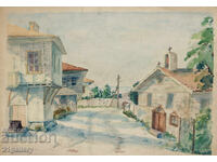 Παλιός πίνακας ακουαρέλα τοπίο