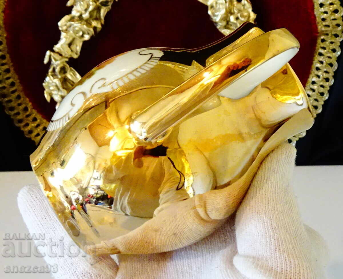 Παράδοση Βαυαρική πορσελάνινη κανάτα, χρυσό, ζωγραφική, 250 ml