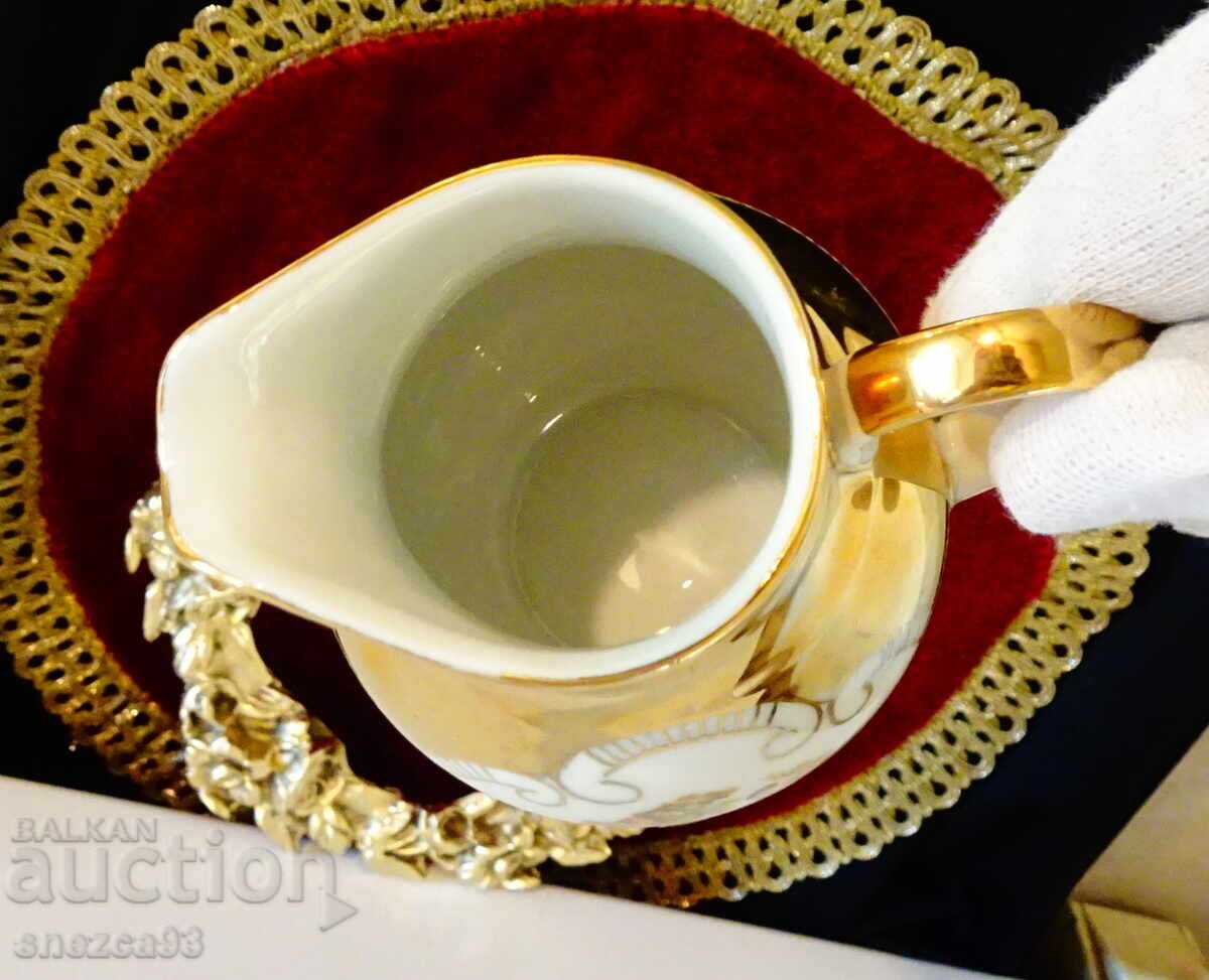 Βαυαρική πορσελάνινη κανάτα, χρυσό, ζωγραφική, 250 ml - 5