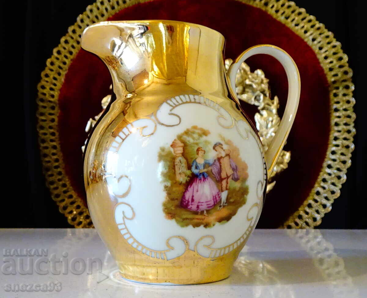 Βαυαρική πορσελάνινη κανάτα, χρυσό, ζωγραφική, 250 ml
