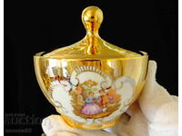 Zaharniță porțelan bavarez, aur, pictură, 200 ml