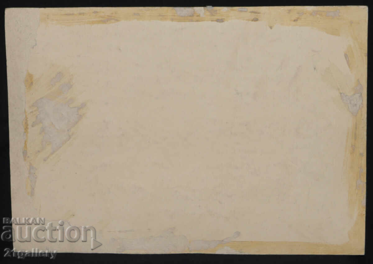 Old painting, tempera paints, Revival house, street - 7