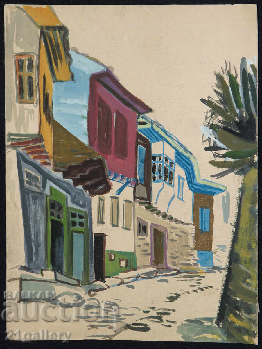 Παλαιός πίνακας με τέμπερα, αναγεννησιακό σπίτι, οδός με τιμή 300.00 BGN | € 153.39 Παλαιός πίνακας με τέμπερα, αναγεννησιακό σπίτι, οδός με τιμή 300.00 BGN | € 153.39