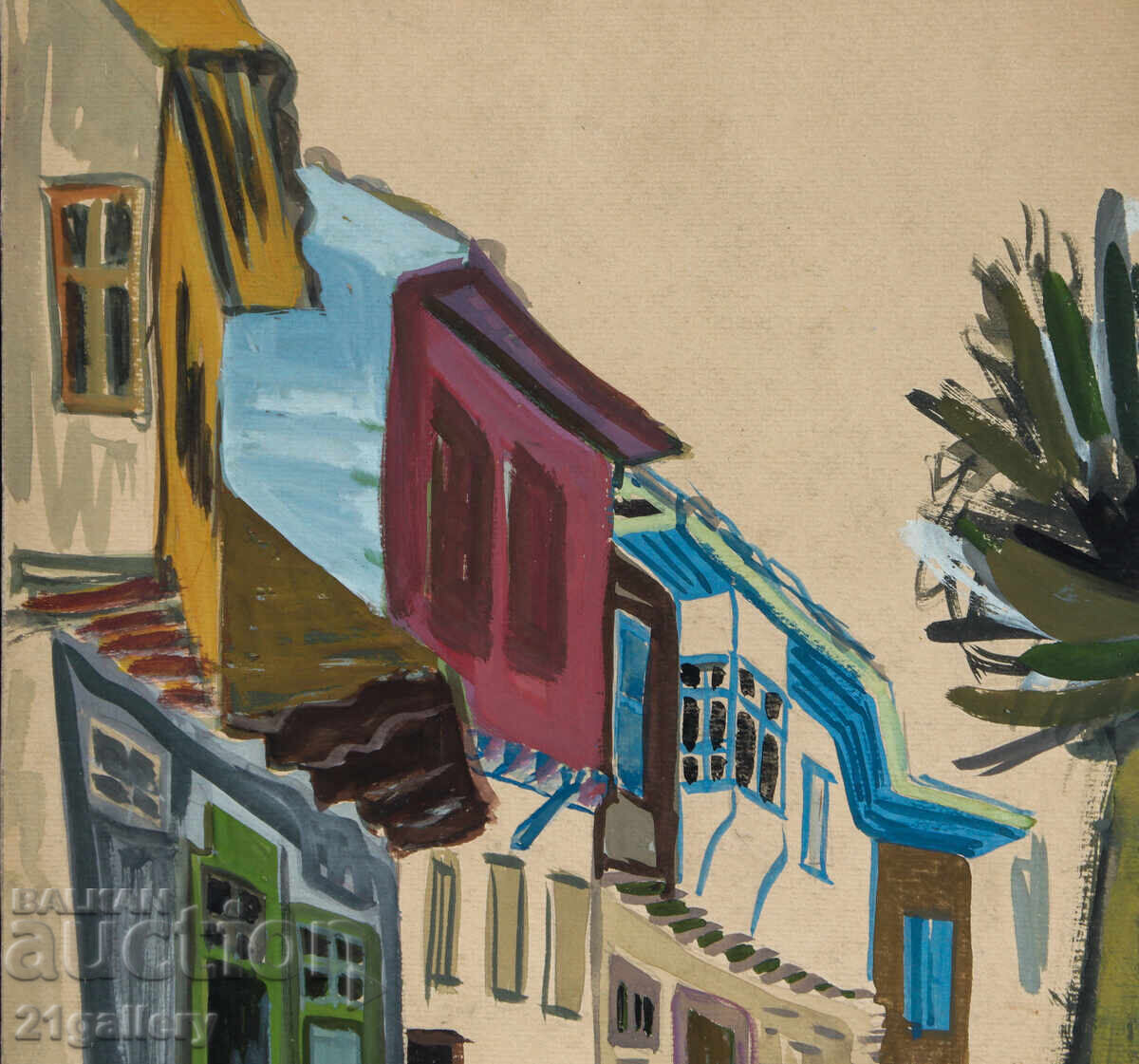 Παράδοση Παλαιός πίνακας με τέμπερα, αναγεννησιακό σπίτι, οδός Παράδοση Παλαιός πίνακας με τέμπερα, αναγεννησιακό σπίτι, οδός