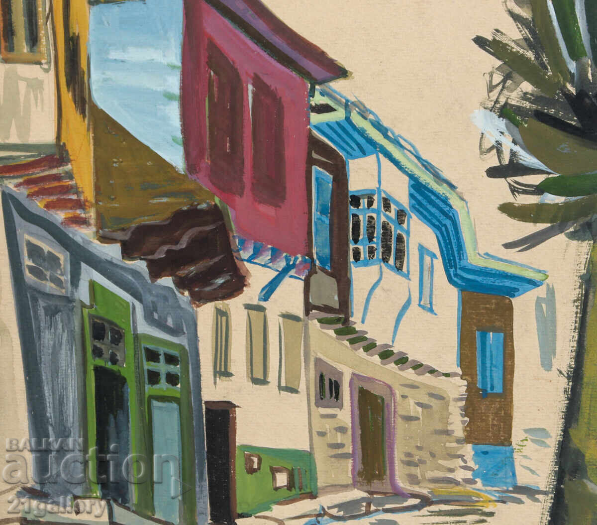 Παλαιός πίνακας με τέμπερα, αναγεννησιακό σπίτι, οδός - 5 Παλαιός πίνακας με τέμπερα, αναγεννησιακό σπίτι, οδός - 5