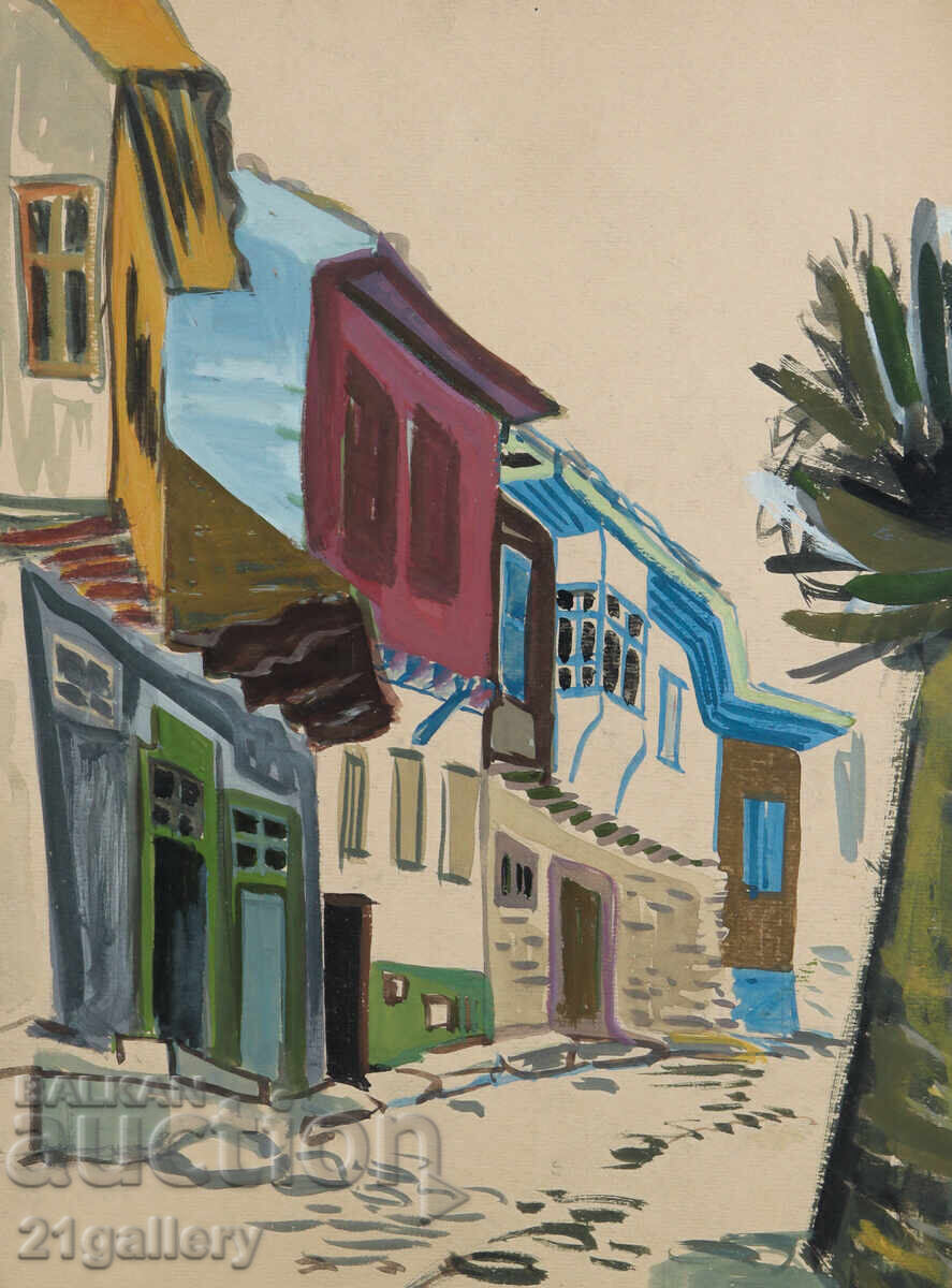 Παλαιός πίνακας με τέμπερα, αναγεννησιακό σπίτι, οδός Παλαιός πίνακας με τέμπερα, αναγεννησιακό σπίτι, οδός