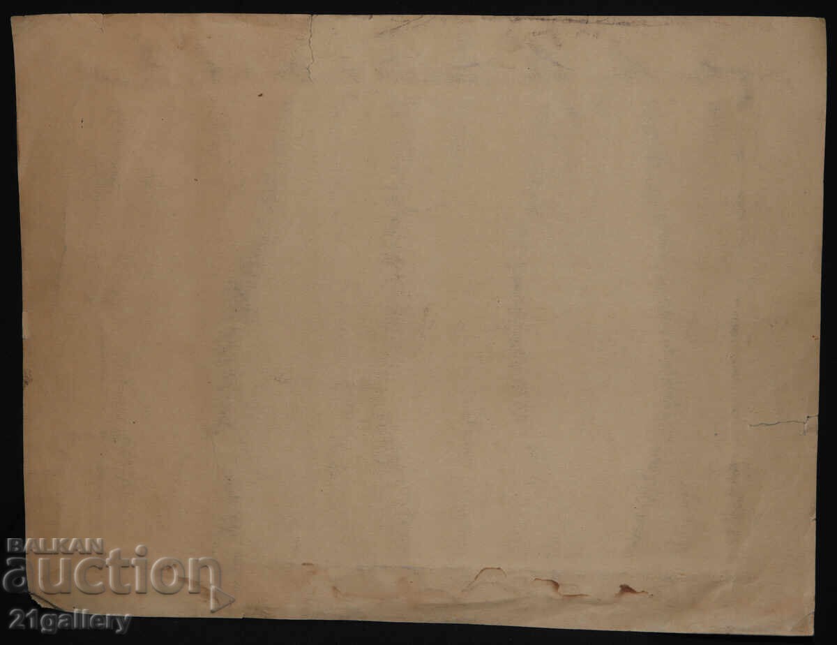 Παλιός πίνακας γκουάς τοπίο από τη Βάρνα - 7