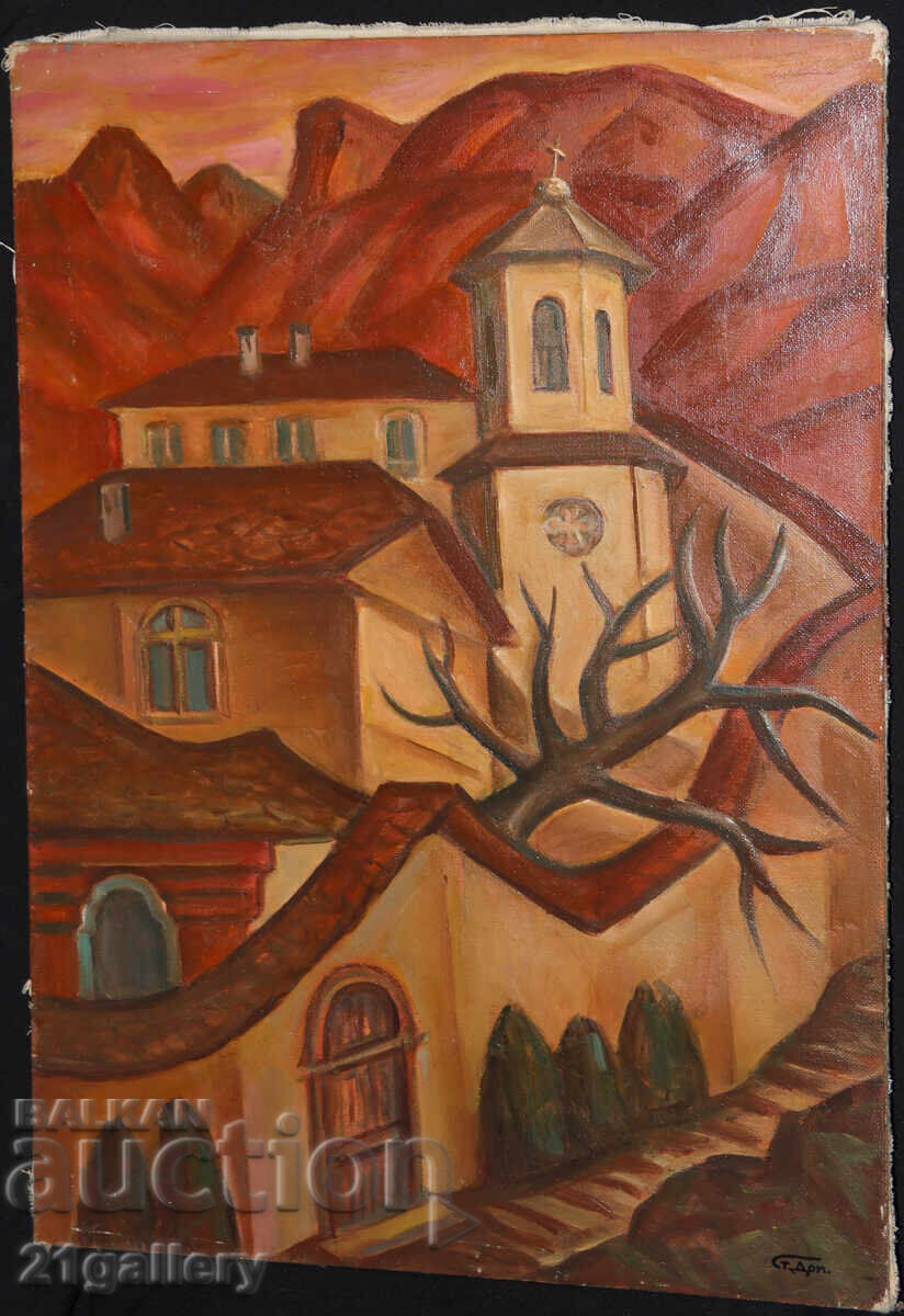 Проф. Стоян Домусчиев (1935-2021) Пейзаж / маслени бои с цена 1000.00 лв. | € 511.29