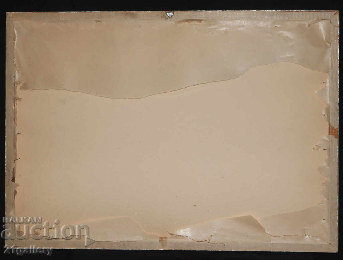 Стара картина гваш зимен планински пейзаж - 7