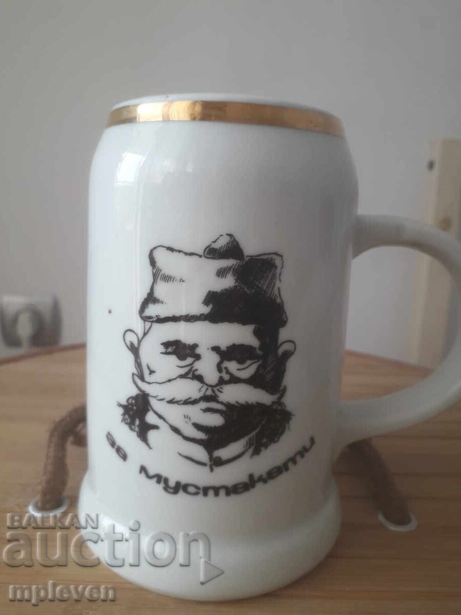 Porcelain Beer Mug For Mustached Men Porcelain Beer Mug For Mustached Men