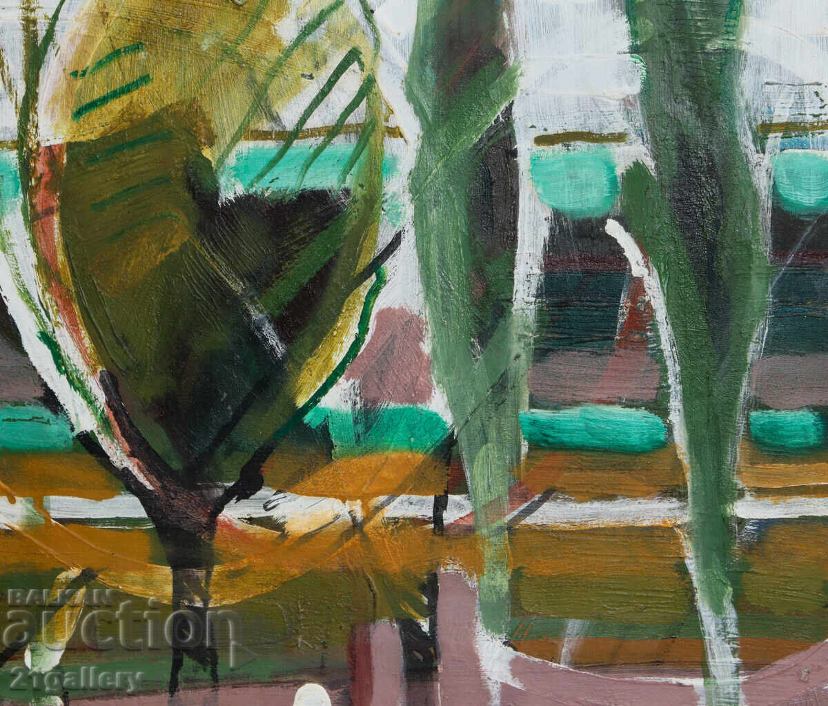 Panayot Apostolov ulei pe pânză peisaj abstract 1985 - 5 Panayot Apostolov ulei pe pânză peisaj abstract 1985 - 5