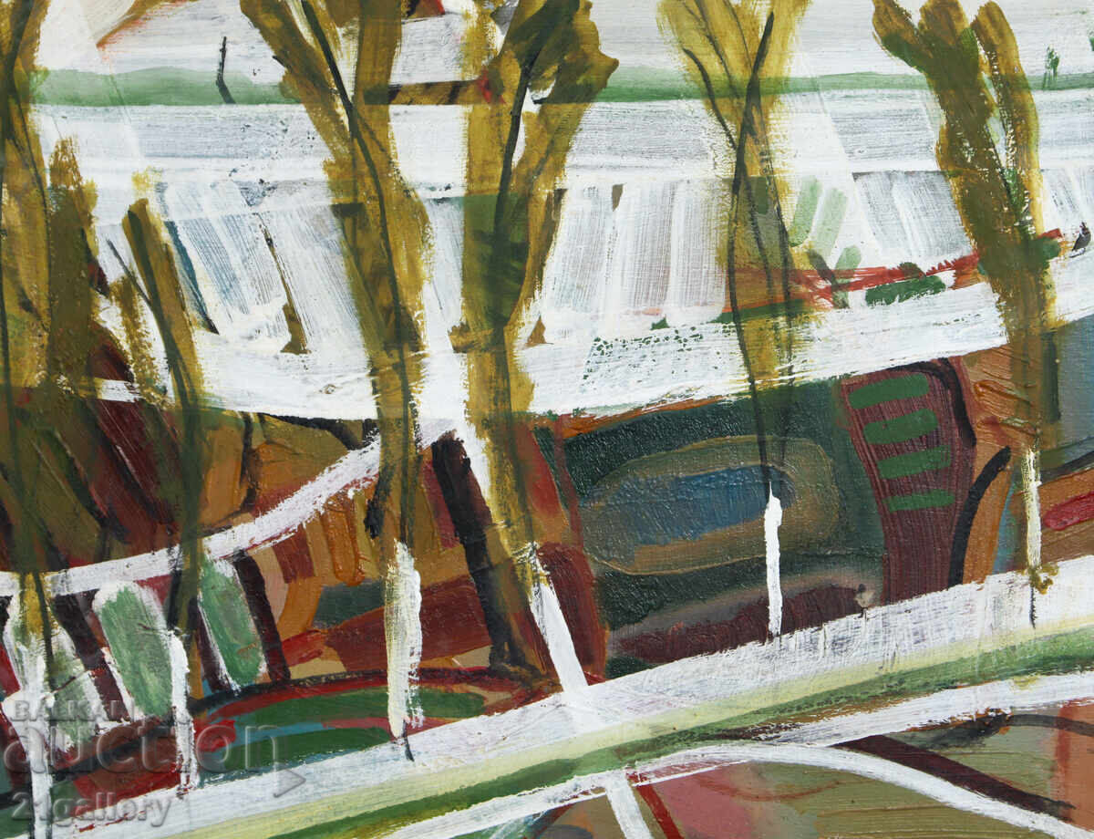 Παράδοση Παναιώτης Αποστόλου ελαιογραφία αφηρημένο τοπίο