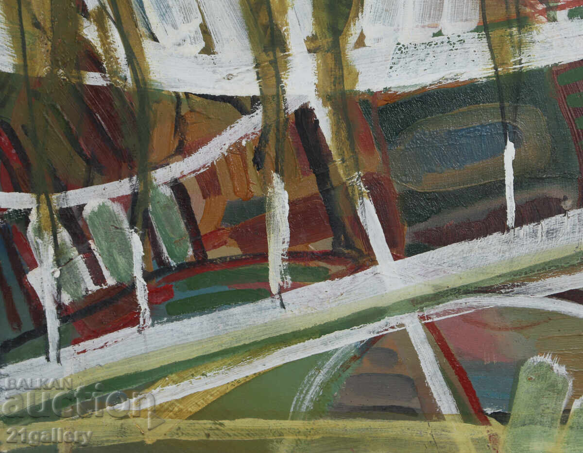Παναιώτης Αποστόλου ελαιογραφία αφηρημένο τοπίο - 5