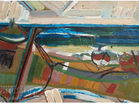 Panayot Apostolov ulei pe pânză peisaj abstract bărci