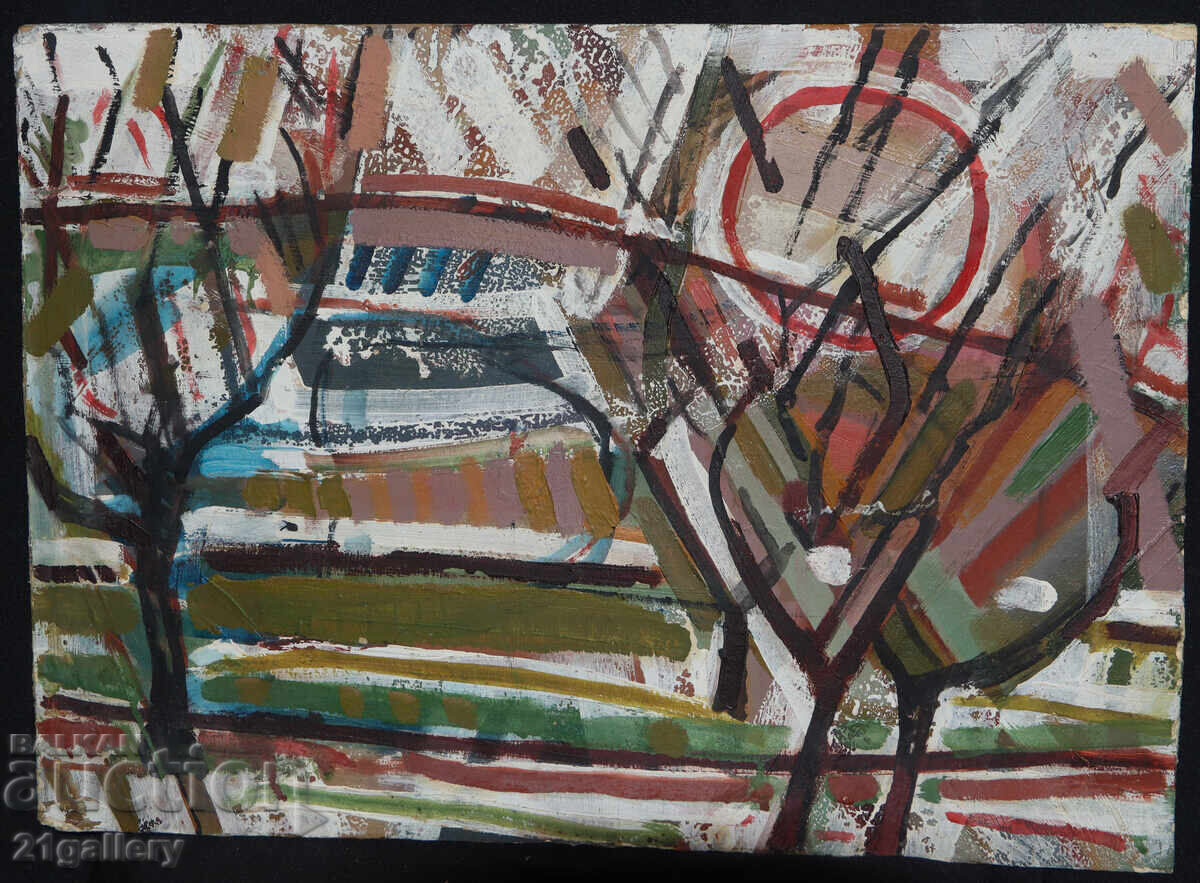 Panayot Apostolov Oil Paints Abstract Landscape with price 300.00 BGN | € 153.39 Panayot Apostolov Oil Paints Abstract Landscape with price 300.00 BGN | € 153.39