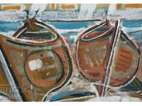 Panayot Apostolov Oil Paints Abstract Landscape Boats