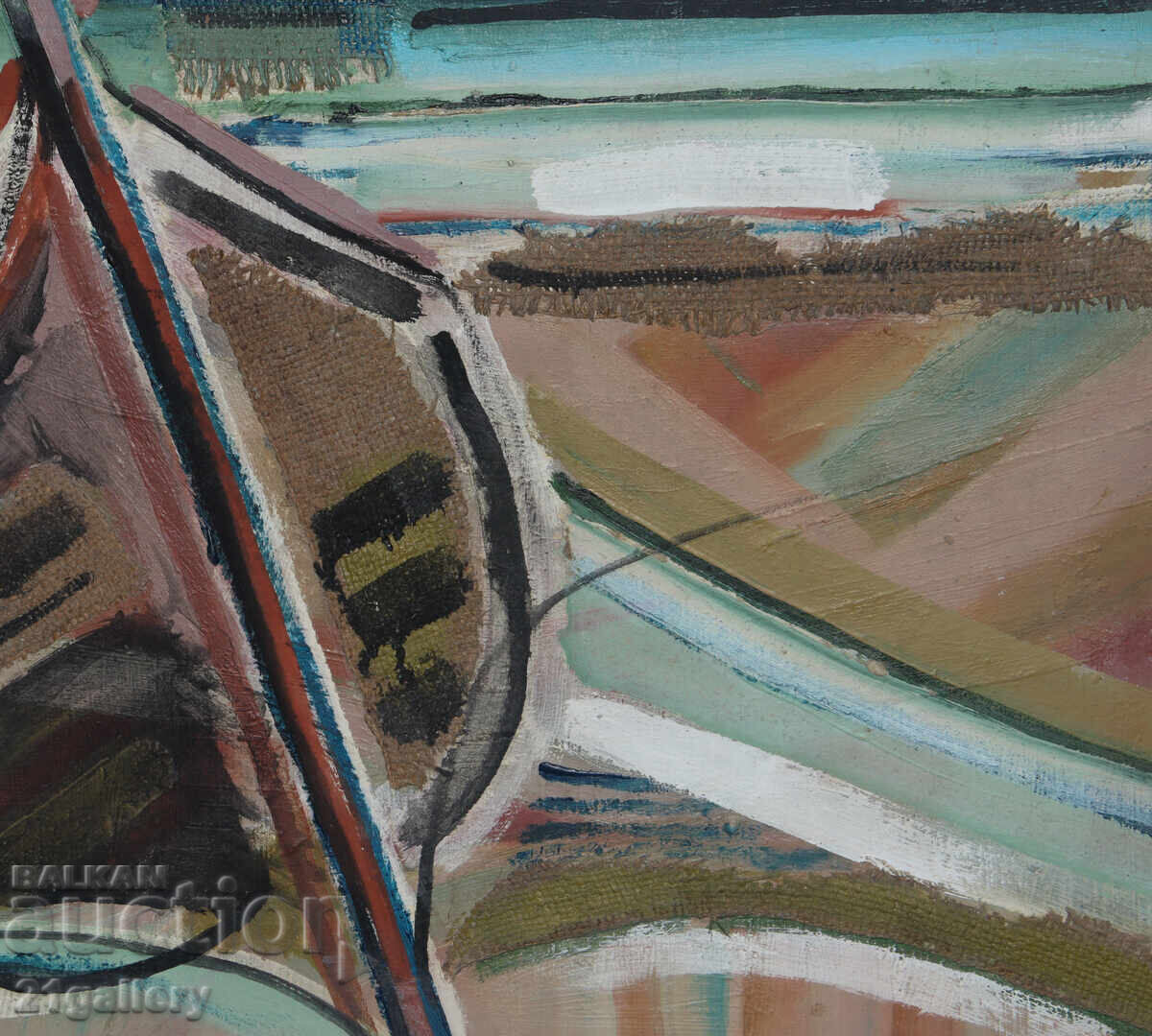 Panayot Apostolov Oil Paints Abstract Landscape Boats - 5