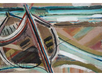 Panayot Apostolov Oil Paints Abstract Landscape Boats