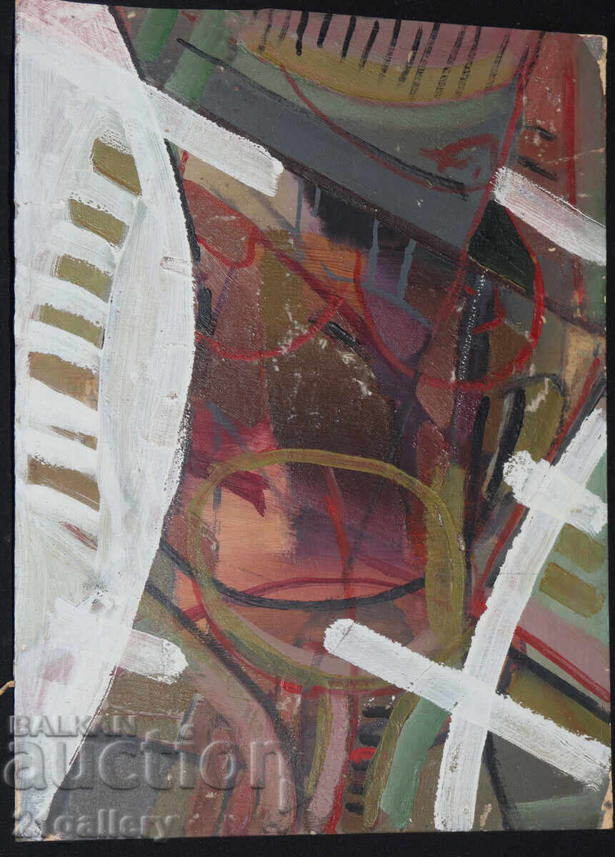 Δημοπρασία Παναγιώτης Αποστόλου ελαιογραφία αφηρημένη σύνθεση 1985