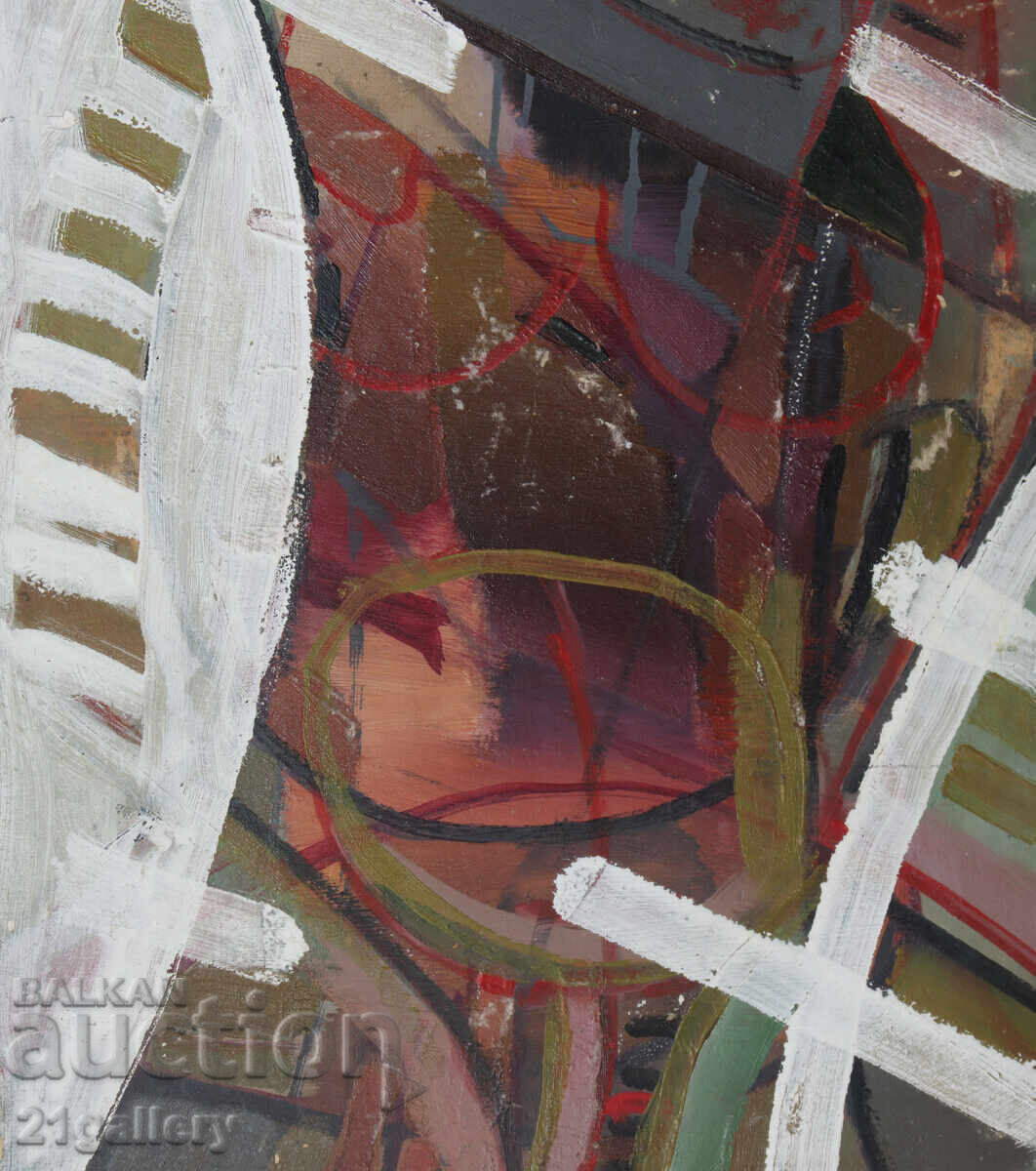 Παναγιώτης Αποστόλου ελαιογραφία αφηρημένη σύνθεση 1985 - 5