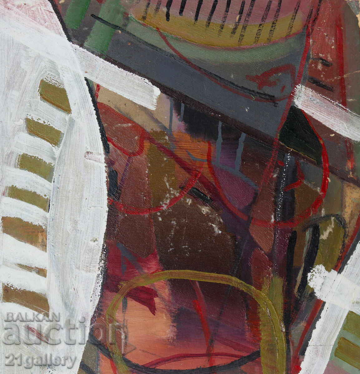 Παναγιώτης Αποστόλου ελαιογραφία αφηρημένη σύνθεση 1985 - 6