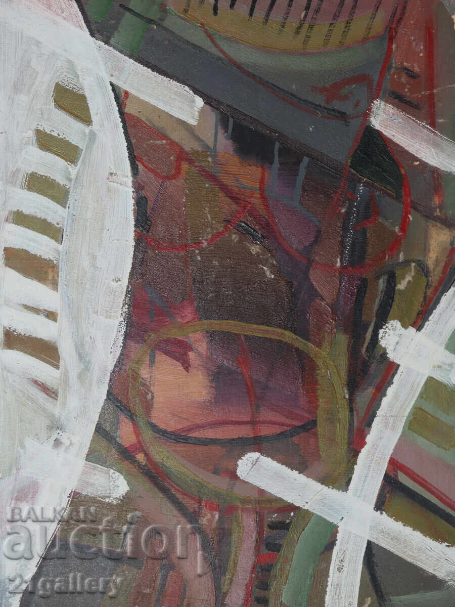 Παναγιώτης Αποστόλου ελαιογραφία αφηρημένη σύνθεση 1985