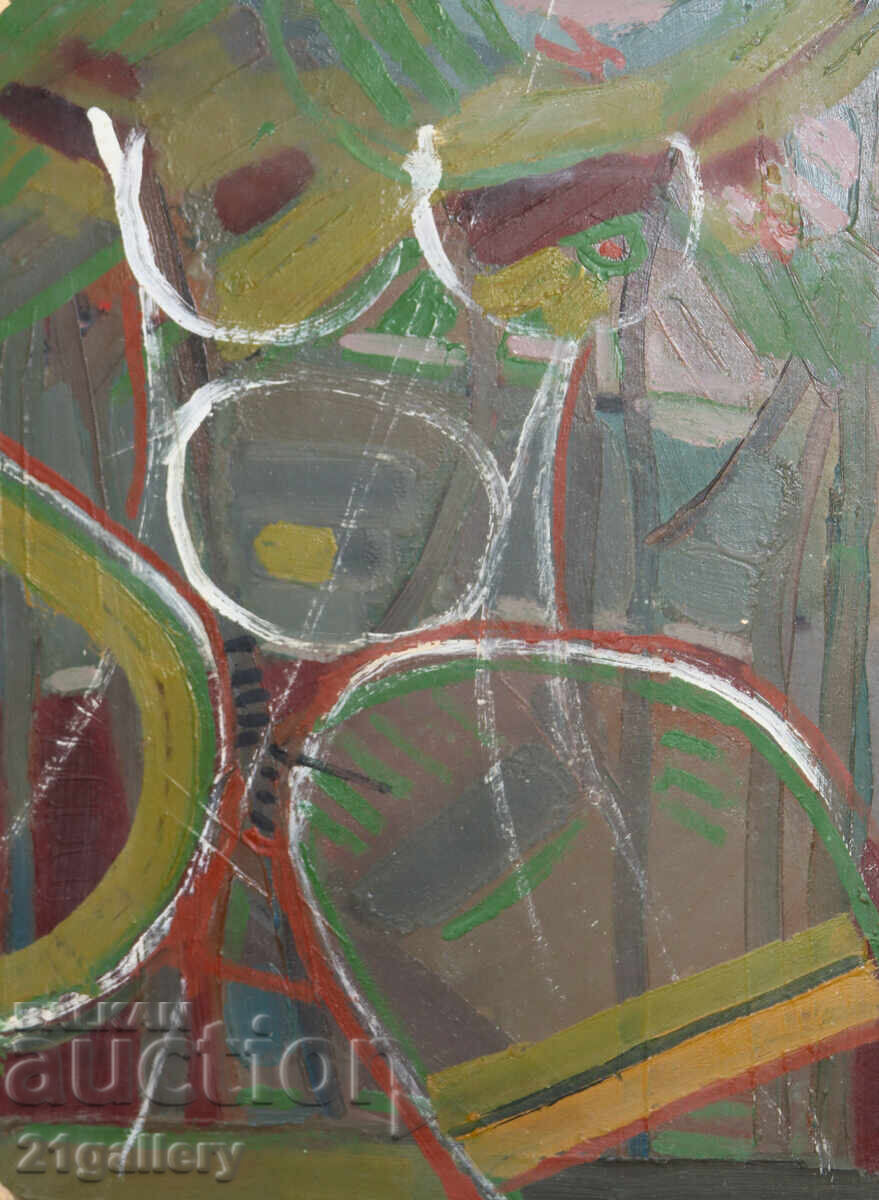 Auction  Panayot Apostolov oil paints abstract composition