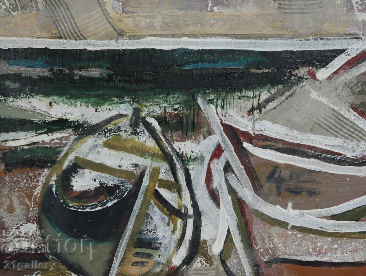 Delivery of Panayot Apostolov Oil Paints Abstract Landscape Boats