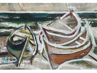 Panayot Apostolov Oil Paints Abstract Landscape Boats