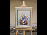 Beautiful antique still life painting, oil on canvas