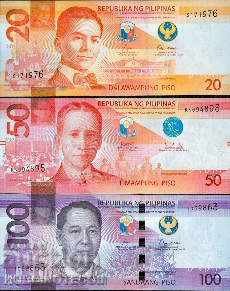 PHILIPPINES PHILLIPINES SET 20 50 100 Peso issue 2022 NEW UNC
