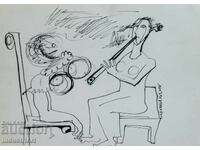 1992. Artă modernă tuș compoziție abstractă