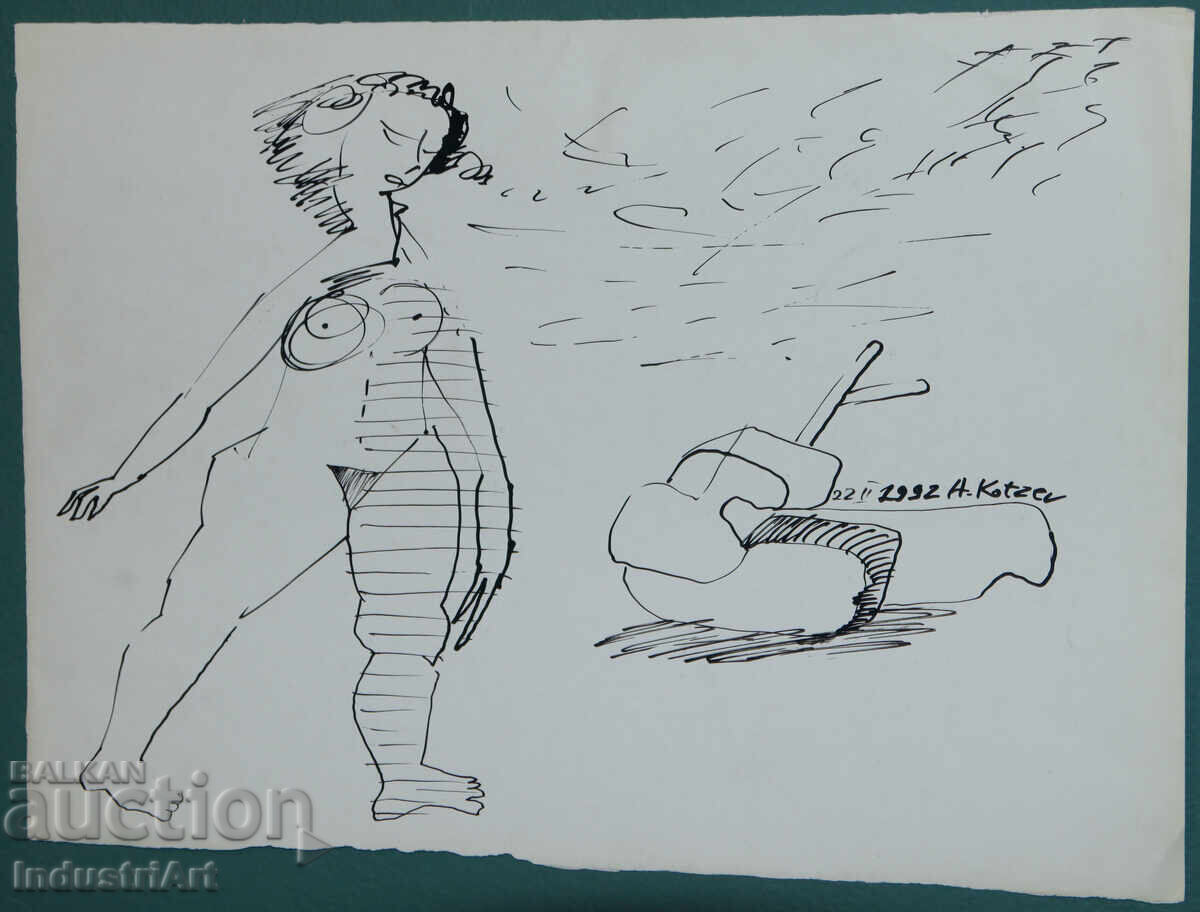 1992 g. Σύγχρονη τέχνη μελάνι αφηρημένη σύνθεση γυμνό σώμα με τιμή 100.00 BGN | € 51.13