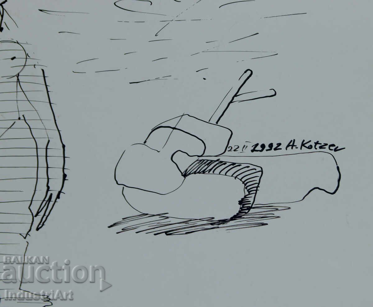 1992 g. Σύγχρονη τέχνη μελάνι αφηρημένη σύνθεση γυμνό σώμα - 5