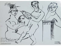 Artă modernă tuș compoziție abstractă corpuri goale