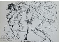 Artă modernă tuș compoziție abstractă corpuri goale