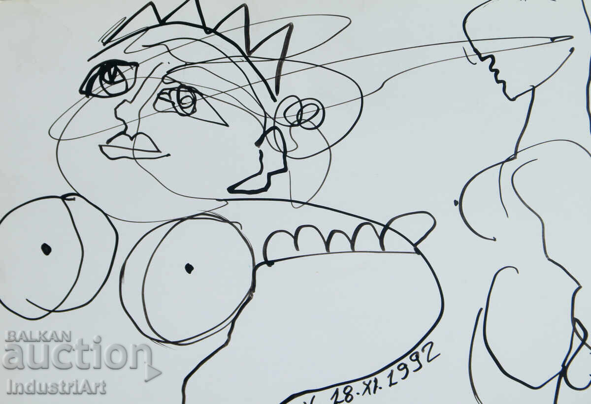 Delivery of Modern art ink abstract composition