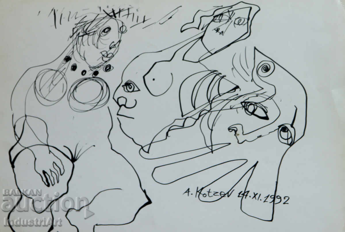 Auction  Modern art ink abstract composition